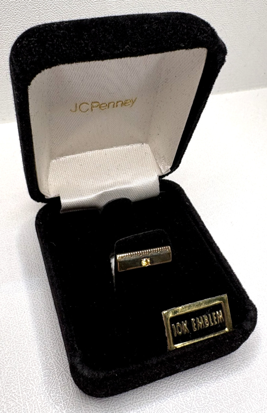 Vintage JC Penney Golden Rule Employee Service Award 10K GF Diamond Pin Tie Tack